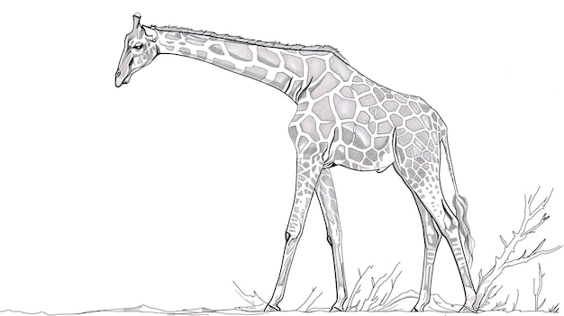 Zdjęcie rysunek żyrafy, który jest rysowany przez żyrafę