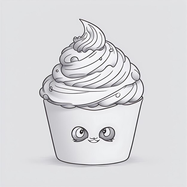 Zdjęcie rysunki cupcake do ilustracji książek do malowania