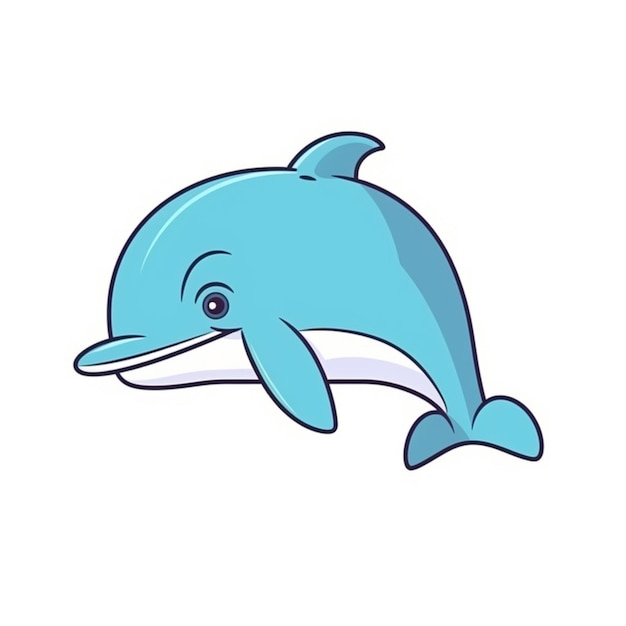 Rysunkowy delfin z długim nosem i długim ogonem