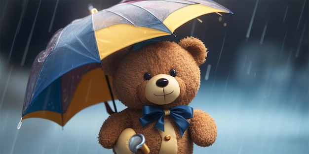 rysunkowy niedźwiedź z parasolem