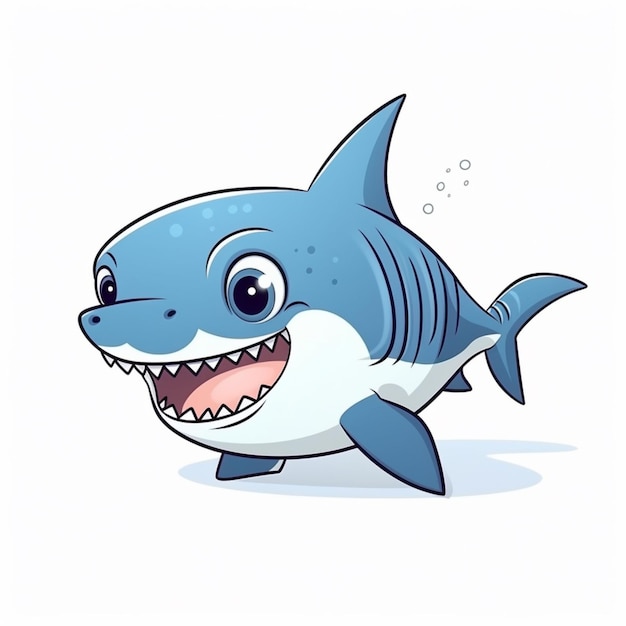 rysunkowy rekin z otwartymi ustami i szeroko otwartymi zębami generatywna ai
