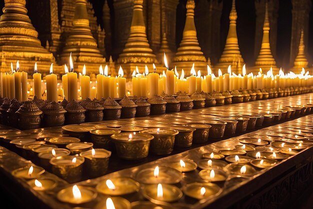 Zdjęcie rytualne świece w pagodzie shwedagon