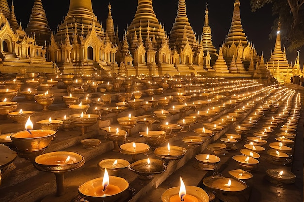 Rytualne świece w pagodzie Shwedagon