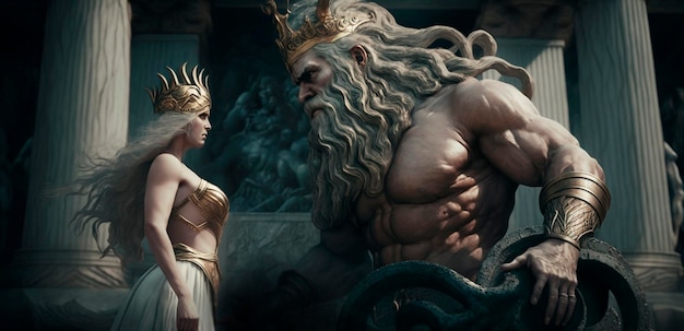 Zdjęcie rywalizacja bogów posejdon i atena rywalizują o dominację