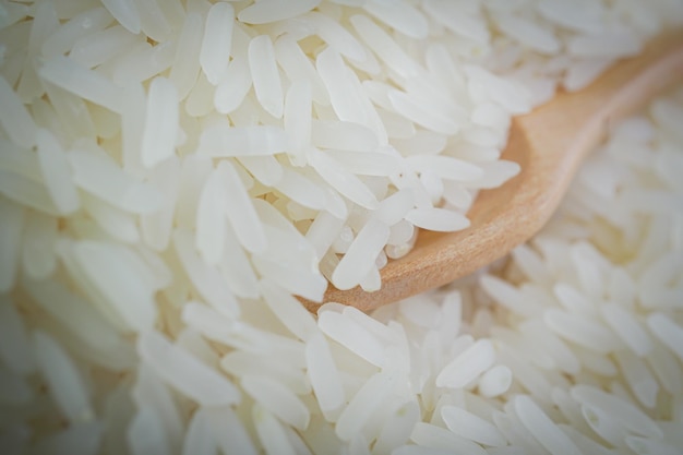 Zdjęcie ryż organiczny jaśminowy w żywności tajlandii, morszczyn selekcji,