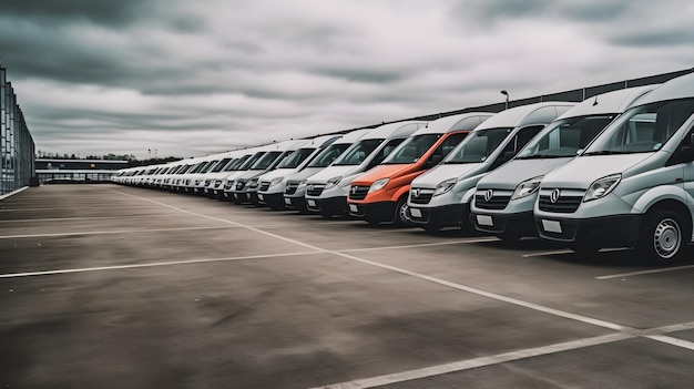 rząd samochodu dostawczego na parkingu