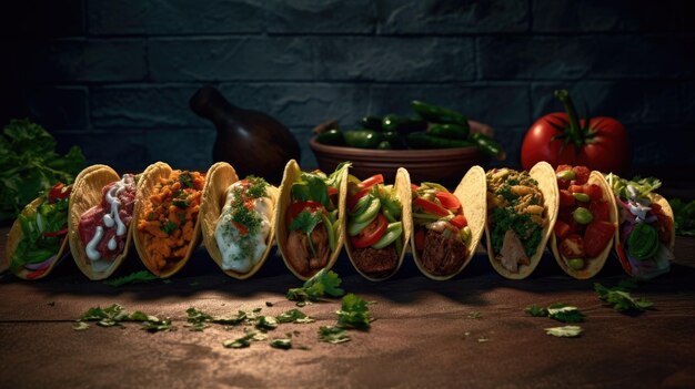 Rząd tacos z napisem taco bell