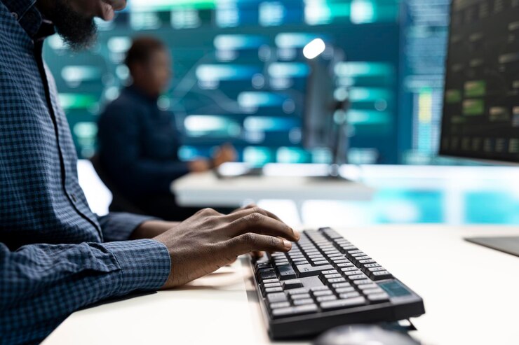 Zdjęcie rządowi hakerzy monitorują zagrożenia cybernetyczne w agencji wysokiej technologii