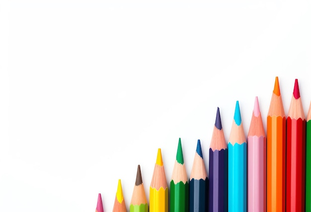 Rzęd kolorowych ołówków.