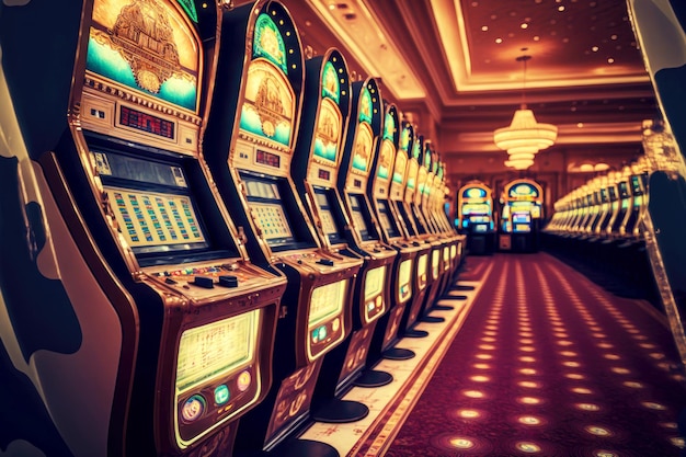 Rzędy automatów kasynowych w kasynie w Las Vegas