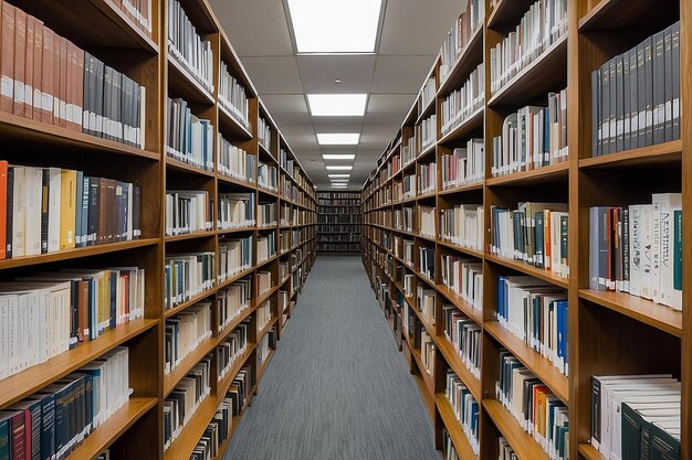 Rzędy książek w bibliotece na półkach