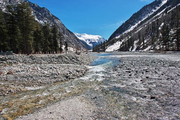 Rzeka w dolinie Kalam w Himalajach w Pakistanie