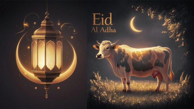 Zdjęcie rzemieślnicza kartka z okazji eid al adha z wspaniałą ilustracją