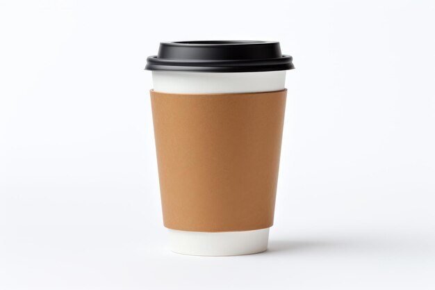 Rzemieślniczy kartonowy kubek do kawy, izolowany i przyjazny dla środowiska, wystawiony na białym tle AR 32