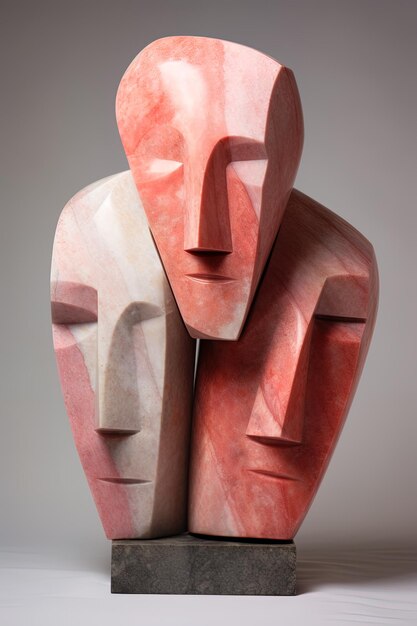 Zdjęcie rzeźba mężczyzny z twarzą i twarzą kobiety