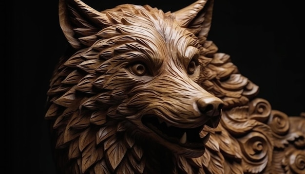 Rzeźba w drewnie sztuka smok lew królik las rzeźba w drewnie wzory Creative Ai