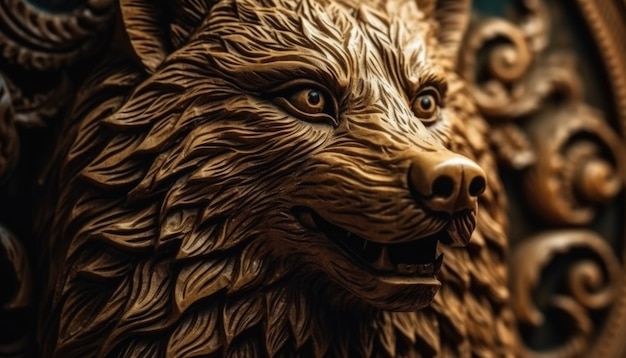 Rzeźba w drewnie sztuka smok lew królik las rzeźba w drewnie wzory Creative Ai
