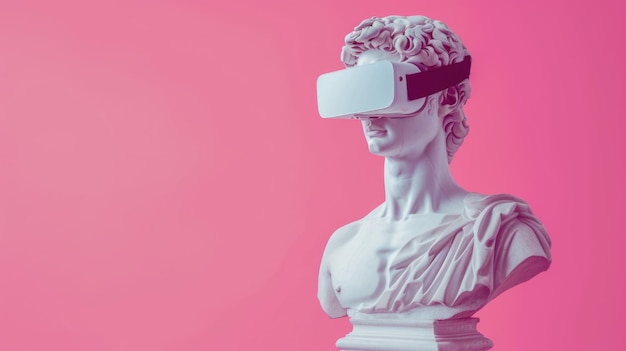 Rzeźba w różowej wirtualnej rzeczywistości