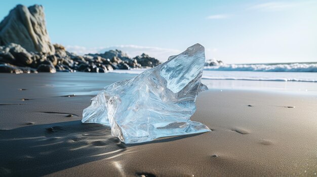 Rzeźbiarska formacja lodowa na plaży Vray Tracing z warstwami organicznymi
