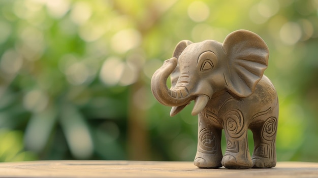 Rzeźbiony drewniany słoń na stole