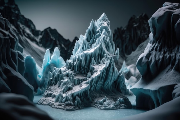 Rzeźby lodowcowe generowane przez sztuczną inteligencję