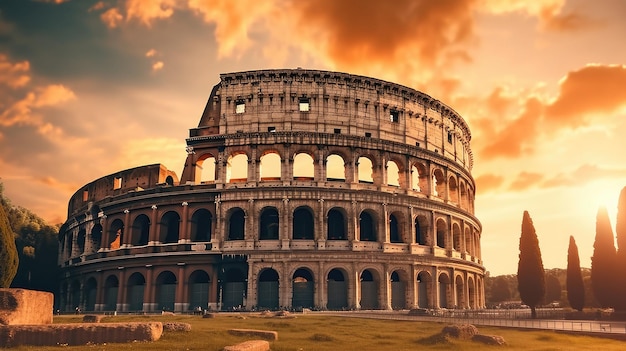 Rzym Włochy Koloseum lub Koloseum o wschodzie słońca