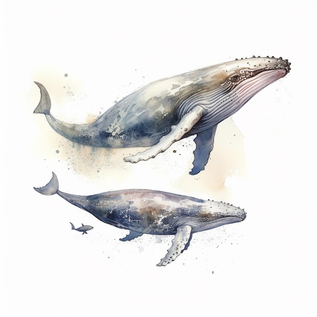 Są dwa wieloryby, które stoją obok siebie.