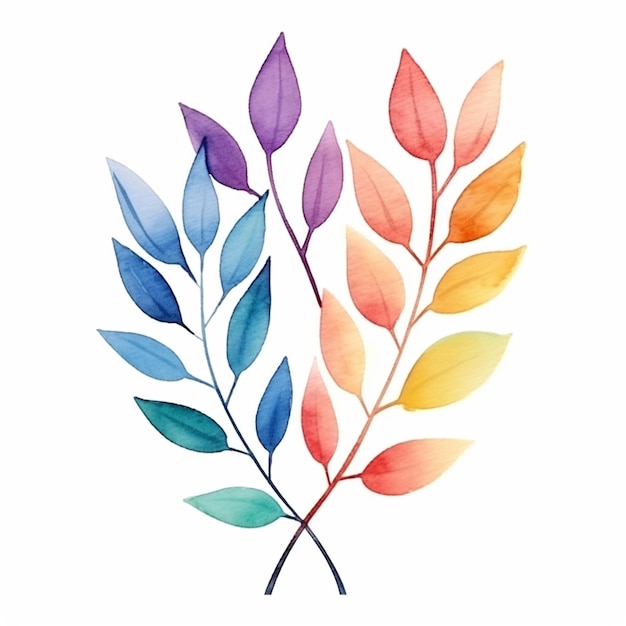 Zdjęcie są trzy liście, które są pomalowane w różnych kolorach generatywny ai