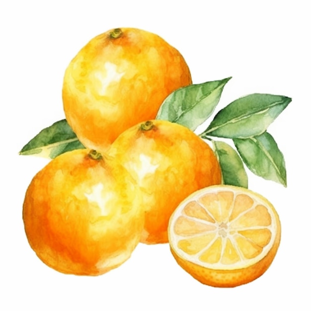 Są trzy pomarańcze z liśćmi i połowa jednego generatywnego ai