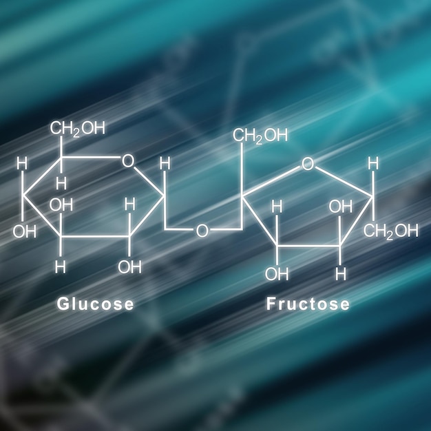 Sacharoza Strukturalny wzór chemiczny futurystyczny tło