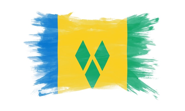 Saint Vincent i Grenadyny flaga pociągnięcia pędzlem, flaga narodowa na białym tle