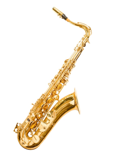 Zdjęcie saksofon na białym tle
