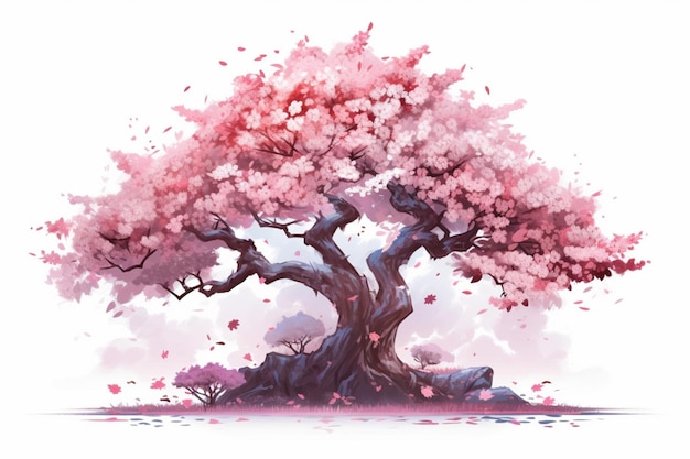 Sakura drzewo na białym tle ilustracji