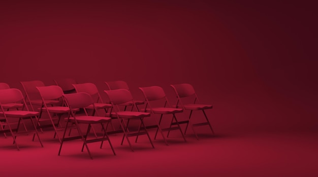 sala konferencyjna z krzesłami dla publiczności. Kreatywna aranżacja wnętrz w Viva magenta to modny kolor