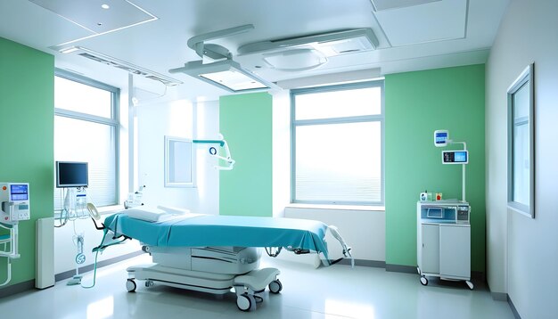 Sala operacyjna szpitala z elementem generowanym przez sztuczną inteligencję