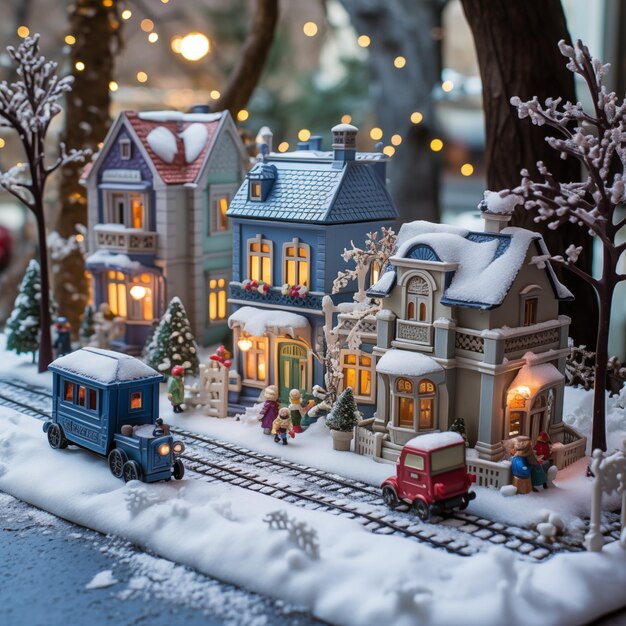Zdjęcie sala zabaw mini wioska z pieśniami w festive home w snowy enchantment oil canvas