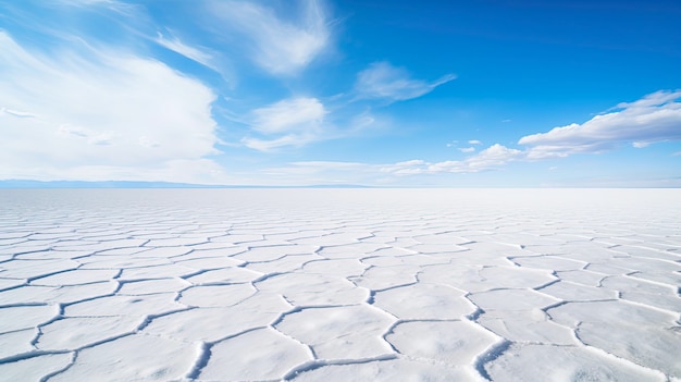 Salar de Uyuni, największe lustro solne w Boliwii, stworzone za pomocą generatywnej technologii sztucznej inteligencji.