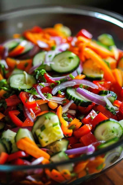 Zdjęcie sałatka z świeżych warzyw na temat jedzenia