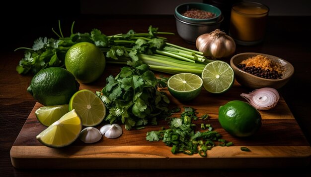 Sałatka ze świeżej limonki, cytryny i kolendry z awokado wygenerowana przez AI