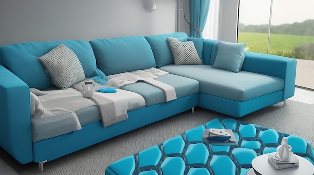 Salon z samoczyszczącą kanapą z nanomateriału