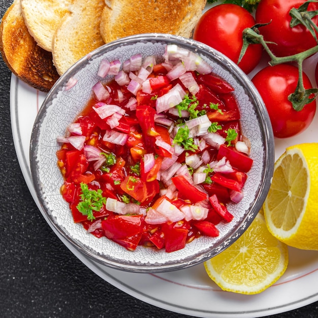 salsa pomidor pikantne tradycyjne jedzenie świeży posiłek jedzenie przekąska na stole kopia przestrzeń jedzenie tło
