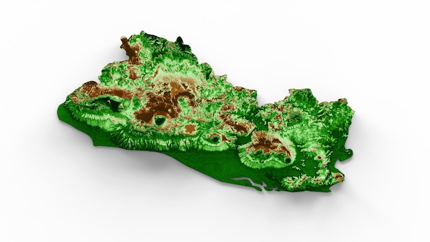 Salwador Mapa topograficzna 3d realistyczna mapa Kolorowa ilustracja 3d