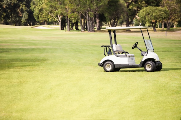 Sam wózek golfowy na polu golfowym