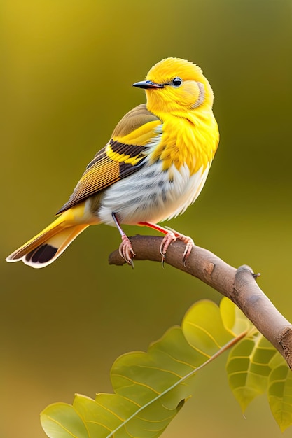 Samiec Żółtego Warblera siedzący na gałęzi cyfrowe dzieło sztuki