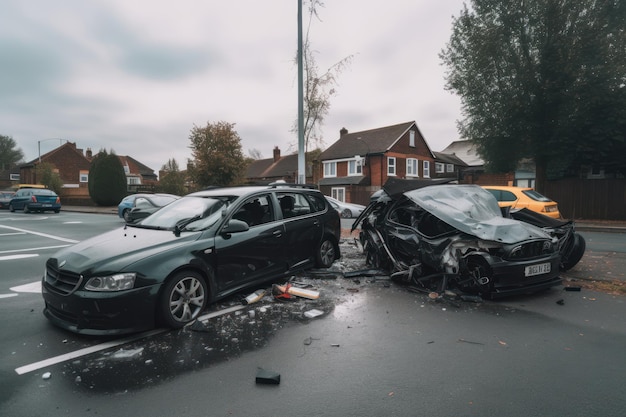 Samochód osobowy zderzył się z innym samochodem na parkingu