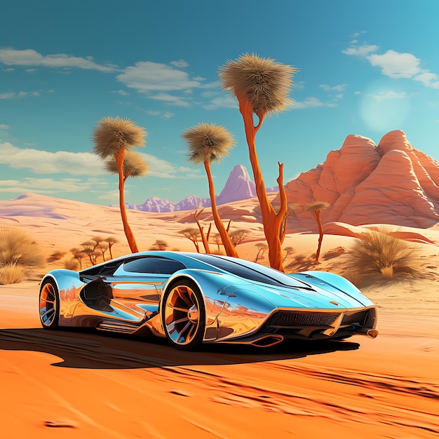 samochód sportowy na pustyni