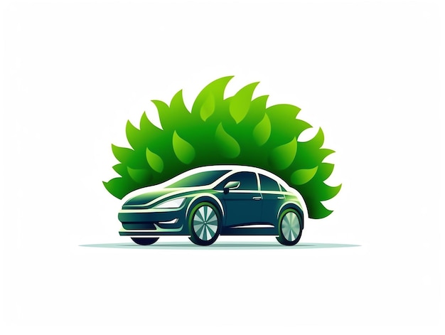 Samochód z zielonym krzewem
