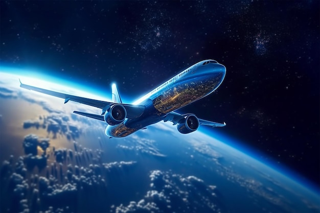 samolot i niebo 3d render i ilustracja