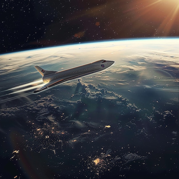 samolot latający nad planetą Ziemią w nocy