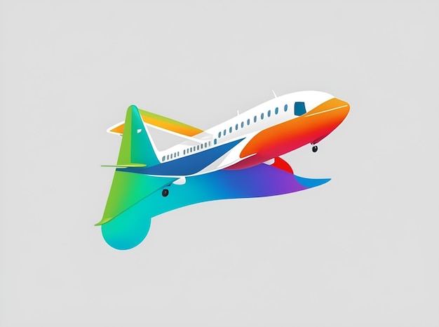 samolot lecący z wielobarwnym obrazem reklamowym na białym tle na wakacje związane z turystyką podróżniczą